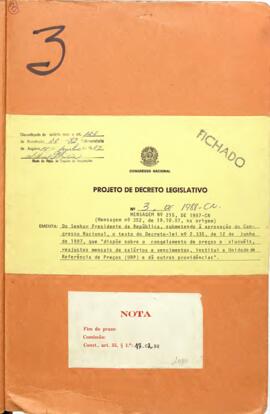1988 - Projeto de Decreto Legislativo que dispõe sobre o congelamento de preços - Plano Bresser P...