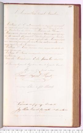 Autógrafo do Projeto de Resolução nº 111 de 1877 sobre concessão de pensão à Maria da Glória Mariani