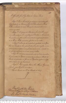Autógrafo de 27-09-1827 do Decreto da Assembleia Geral Legislativa sobre as Contribuições Arrecad...