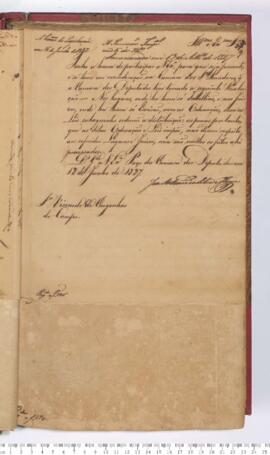 Autógrafo da Resolução de 12-06-1827 sobre a Ordenação das distribuições dos processos nos Lugare...