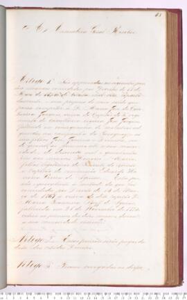 Autógrafo do Projeto de Resolução nº 102 de 1877 sobre concessão de pensão à Maria José de Cantua...