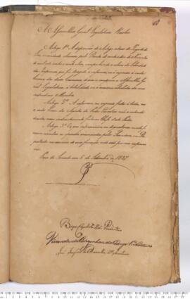 Autógrafo de 05-09-1827 do Projeto de Resolução sem data aprovado pela Câmara dos Deputados e rem...