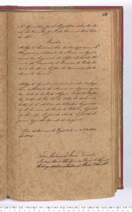 Autógrafo da Resolução de 05-10-1831 sobre Criação de Escolas de Primeiras Letras em diversos loc...