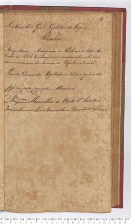 Autógrafo da Resolução de 25-08-1830 sobre a Extensão da Resolução de 11 de setembro de 1826