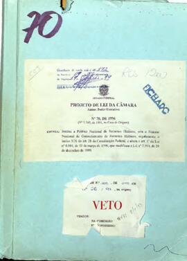 1996 - Projeto de Lei que institui a Política Nacional de Recursos Hídricos