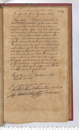 Autógrafo da Resolução de 09-11-1827 sobre a Regulação do tempo e espaço de ausentes ou mortos em...