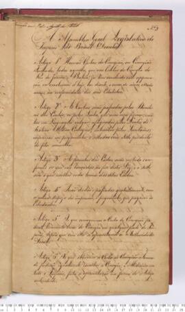Autógrafo da Lei de 22-07-1826 sobre as Cartas de Cirurgião, ou Cirurgião Formado, nas Escolas de...