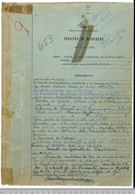 1953 - Projeto de Resolução que dispõe sobre a construção de edifício para o Senado