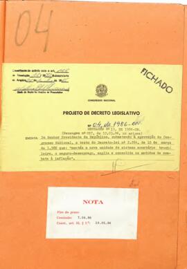 1986 - Projeto de Decreto Legislativo que mantém a unidade do sistema monetário brasileiro - Plan...