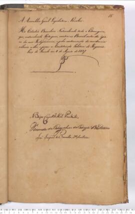 Autógrafo de 08-08-1827 do Projeto de Resolução sem data da Câmara dos Deputados e remetido à Câm...
