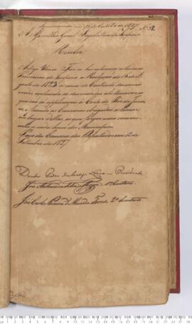 Autógrafo da Resolução de 12-09-1827 sobre a Extensão para todas as Províncias da Resolução de 16...