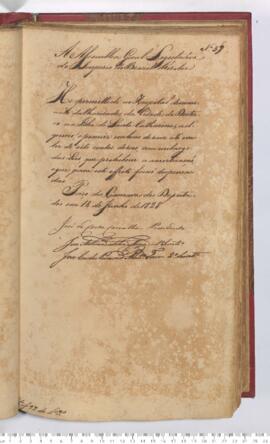 Autógrafo da Resolução de 14-06-1828 sobre a Dispensa das leis de amortização a favor do Hospital...