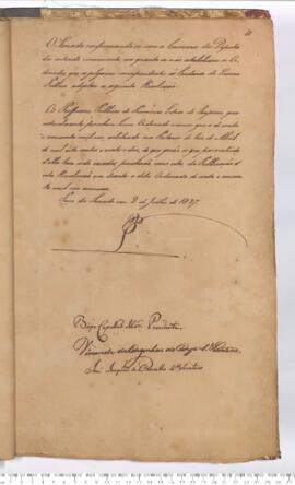 Autógrafo de 02-07-1827 do Projeto de Resolução sem data da Câmara dos Deputados e remetido à Câm...